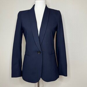 J. CREW Parke Wool Blend Blazer Sz 2 Navy Shawl Collar Style G7726 Office Career
